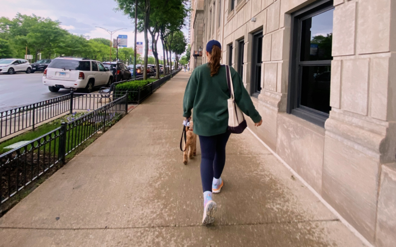 a person walking outdoors