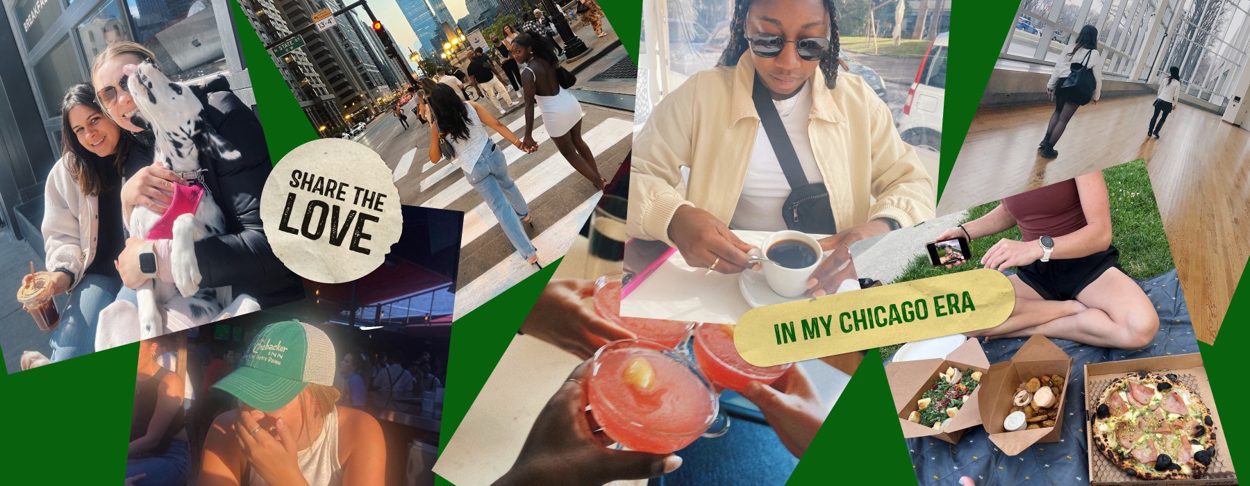 collage of people doing outdoor and social things in the area