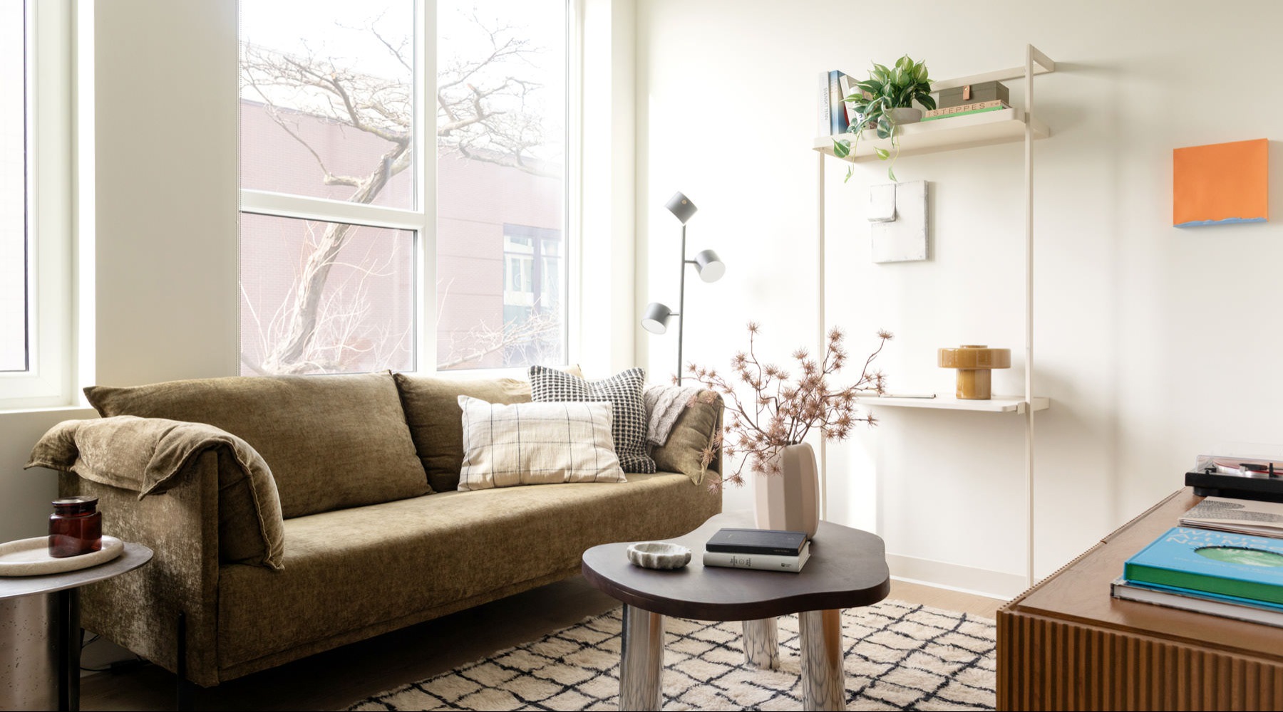 large windows brighten living room
